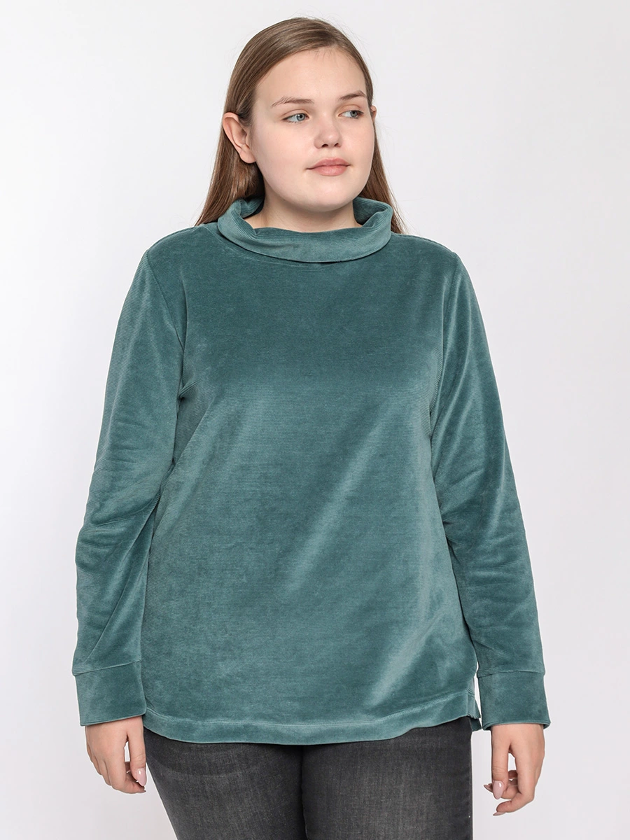 Вельветовый бирюзовый свитшот